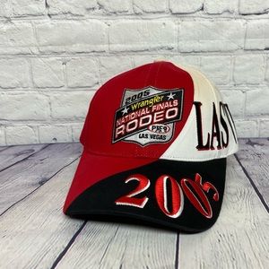 Rodeo Hat Cap Strap Back Red 2005 Wrangler National Finals Las Vegas Spell Out